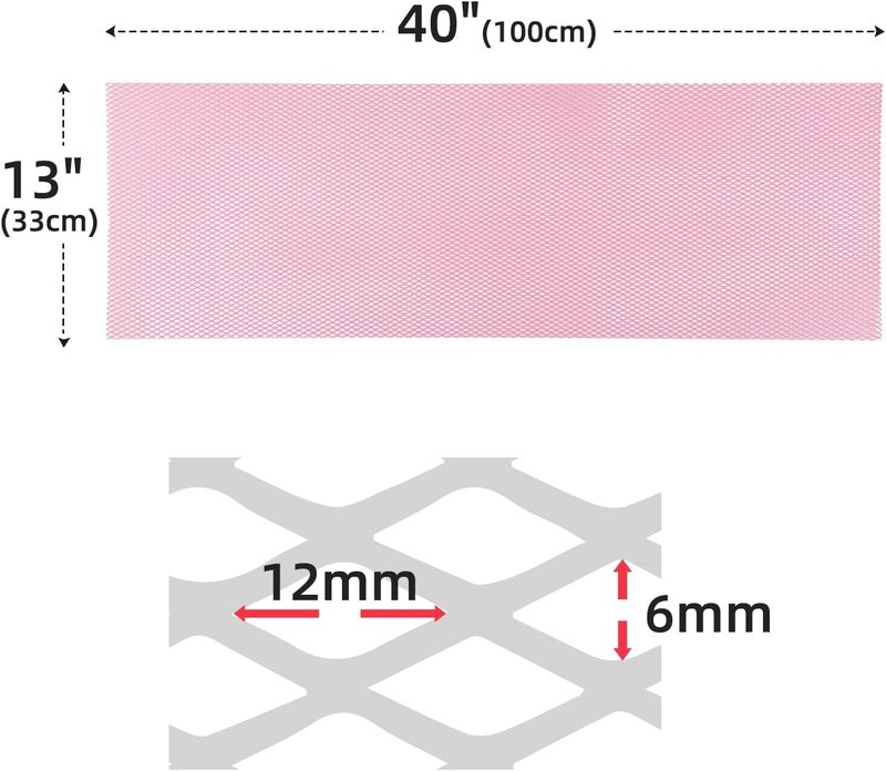 AggAuto Universal 40"x13" Car Grill Mesh - Aluminum Alloy Automotive Grille Insert Bumper Rhombic Hole 6x12mm, One of the Most Multifunctional Shape Grids Pink - Image 2