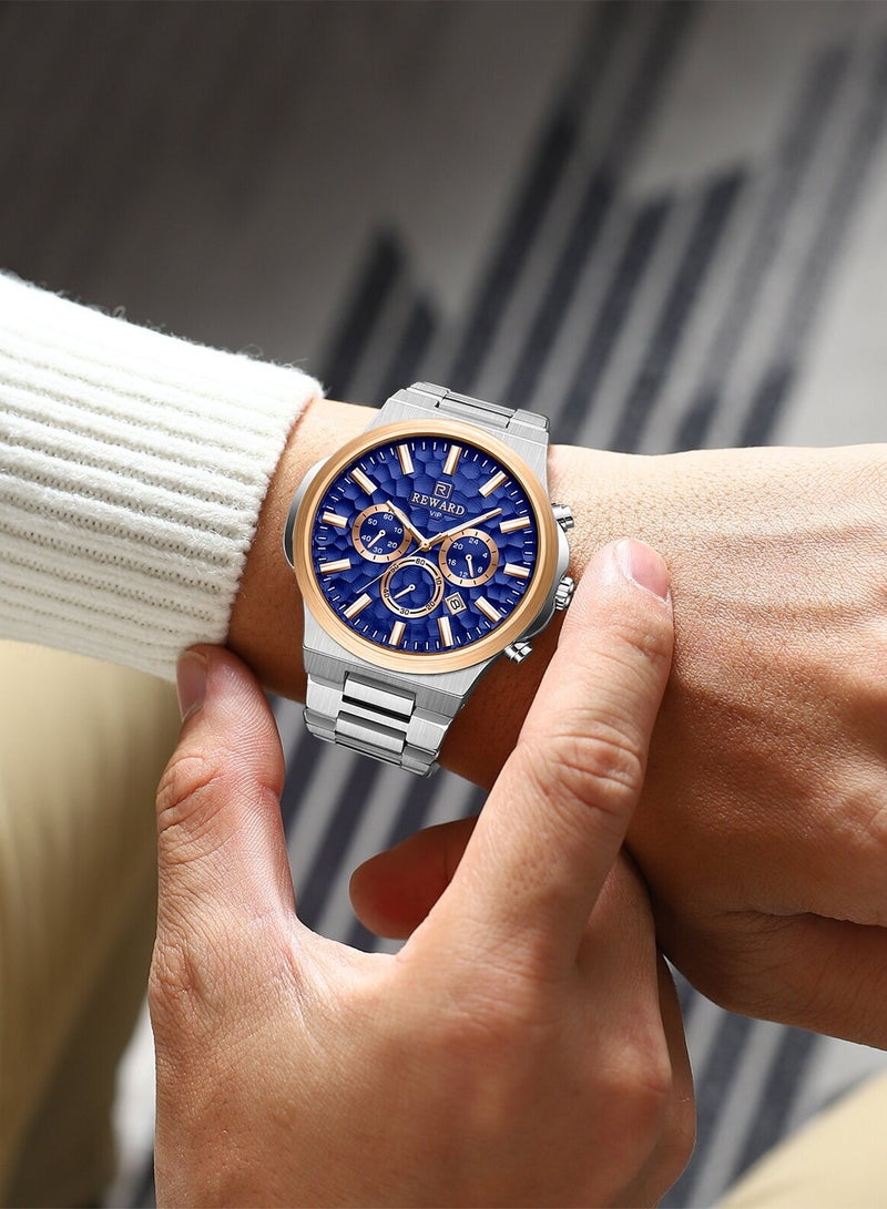 REWARD Watches for Men Watch Quartz Luxury Stainless Steel Water Resistant Chronograph Watch - Image 4