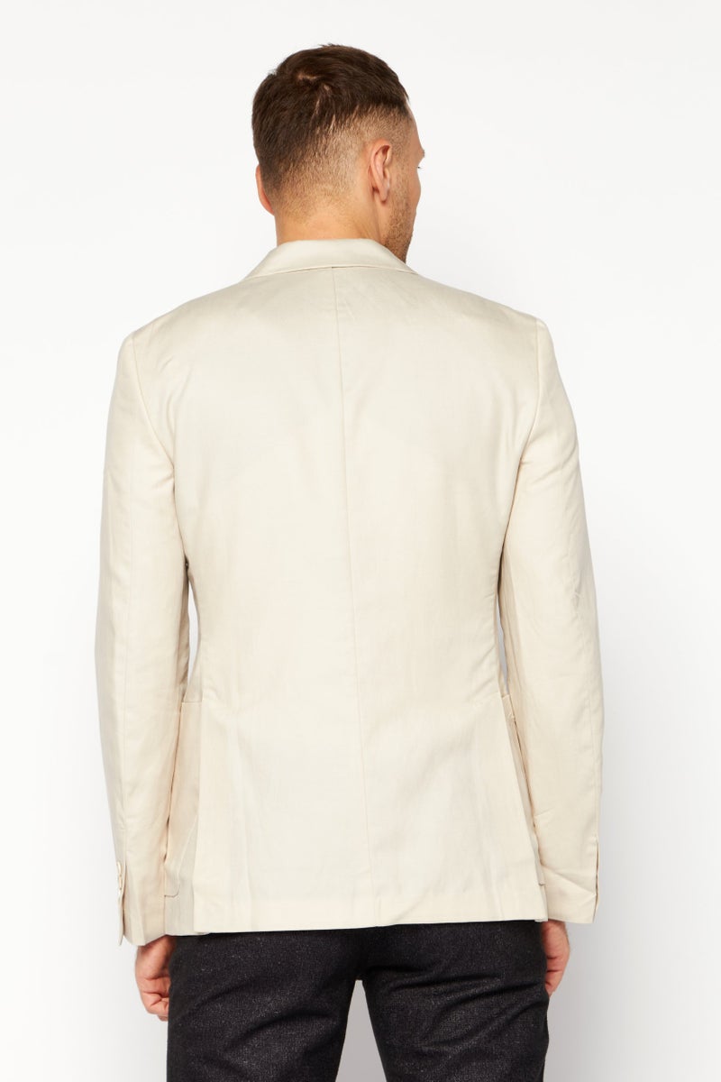 LACOSTE Men Slim Fit Long Sleeves Plain Blazer, Beige - Image 4