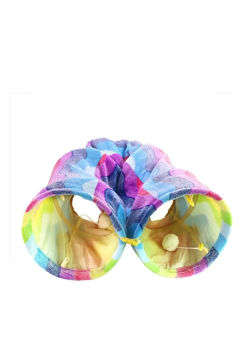 نفق اللعب القطيفة الملونة القابلة للطي - Image 4