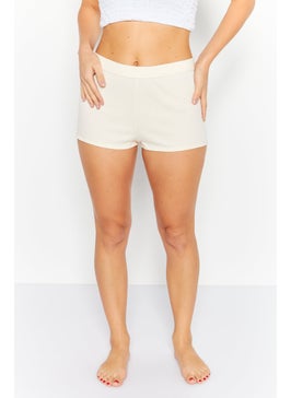 Women Pull On Solid Short, Cream