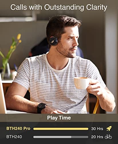 Kinivo BTH240 PRO Bluetooth Wireless Headphones (On-Ear, HiFi Stereo Music, 30 Hours Playtime, Built-in Mic, Foldable Headset, Hands-Free Calling) - Image 4
