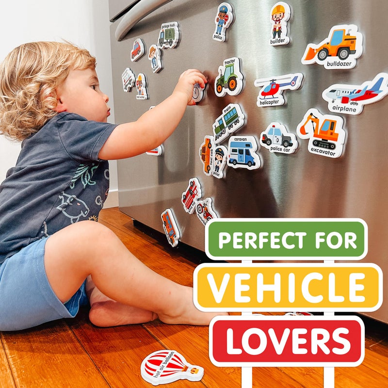 Curious Columbus Vehicles Fridge Magnets for Toddlers 1-3 Year Olds| Large Foam Refrigerator Magnets for Kids Baby and 3-5 Years Old | Magnetic ABC Learning | Educational Toys Babies to Preschool - Image 2