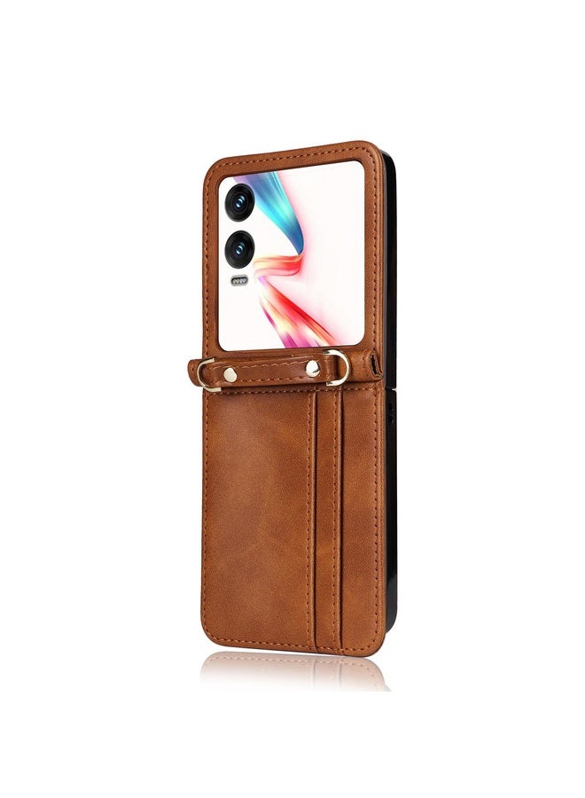 HuHa Case Cover For Infinix Zero Flip Crossbody Card Bag PU Folding Phone Case(Brown) - Image 2