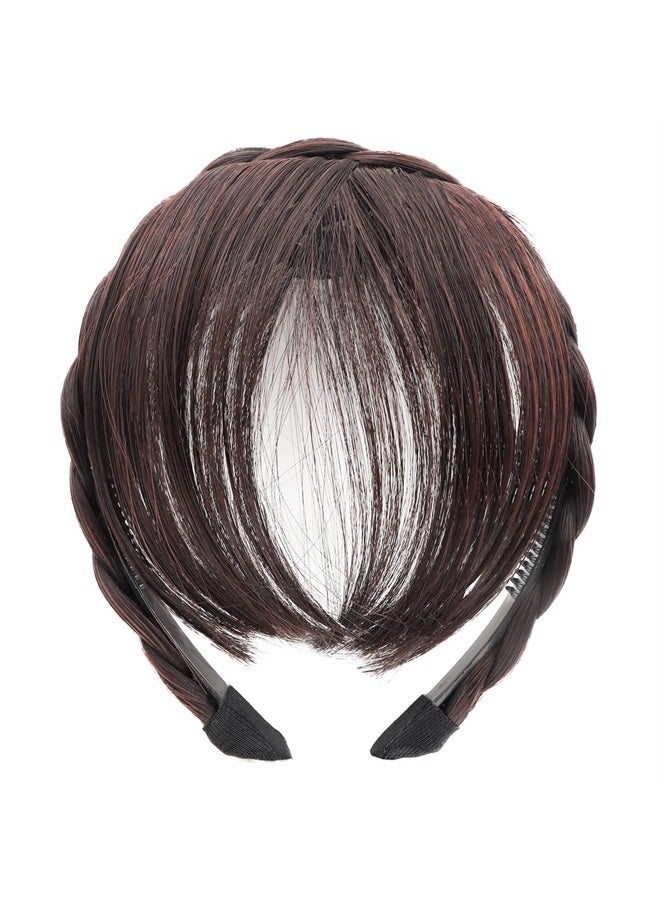 FERCAISH Front Hair Bangs Wigs Headband, Front Hair Bangs Fringe Hair Extensions Synthetic Wigs Headband for Women Girls(Dark brown) - Image 1