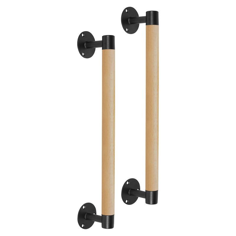 Purife 2 Packs 16 Wood Barn Door Pull Handles WT Black Metal Brackets Gate Handles for Garage Fence Sheds Farmhouse Furniture Closet Cabinet Drawer Sliding Door Pulls - Image 2