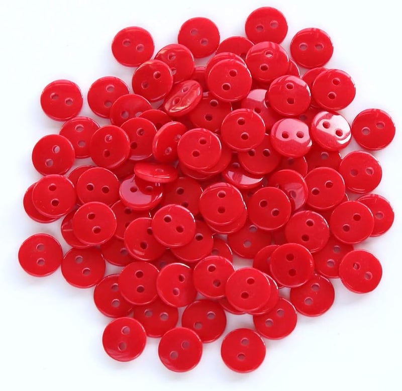 GANSSIA 11/32 Inch Very Small Button 9mm Tiny Size Sewing Flatback Resin Buttons Color Red Pack of 500 Pcs - Image 1