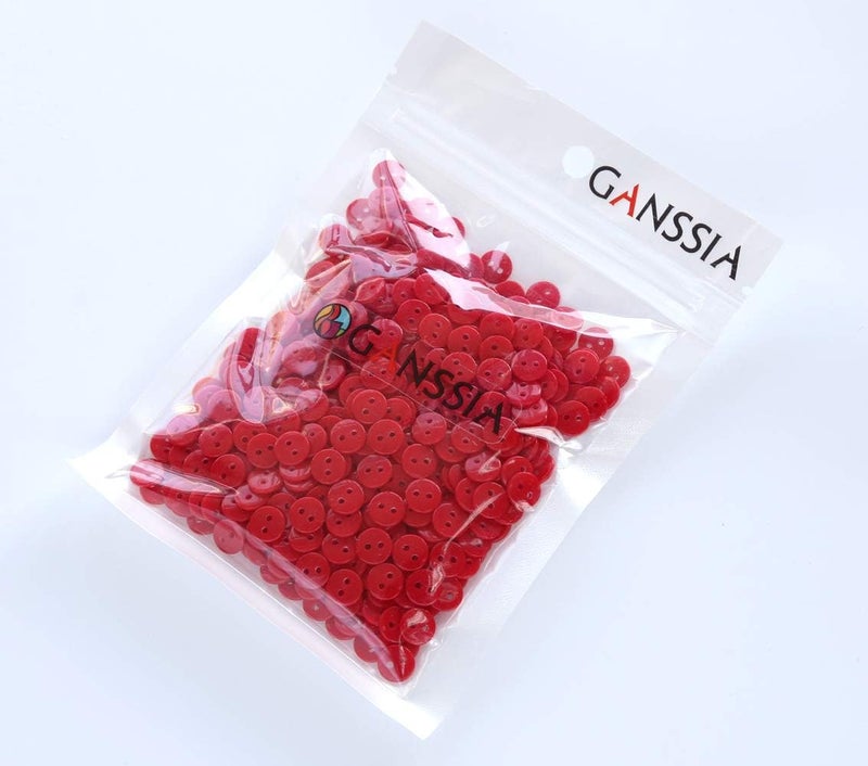 GANSSIA 11/32 Inch Very Small Button 9mm Tiny Size Sewing Flatback Resin Buttons Color Red Pack of 500 Pcs - Image 5