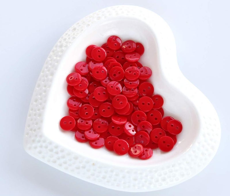 GANSSIA 11/32 Inch Very Small Button 9mm Tiny Size Sewing Flatback Resin Buttons Color Red Pack of 500 Pcs - Image 2