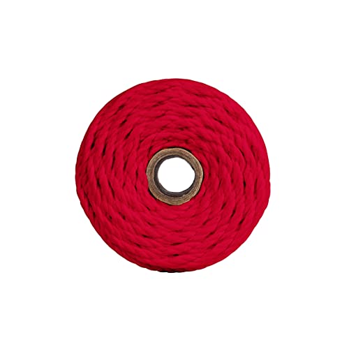 BOBBINY 3 Ply Twisted Macrame Cotton Cord Dori (Roll Packaging) Thread For Macrame DIY And Other Projects | Red | 3Mm, 50 Meter, 1 Count - Image 3