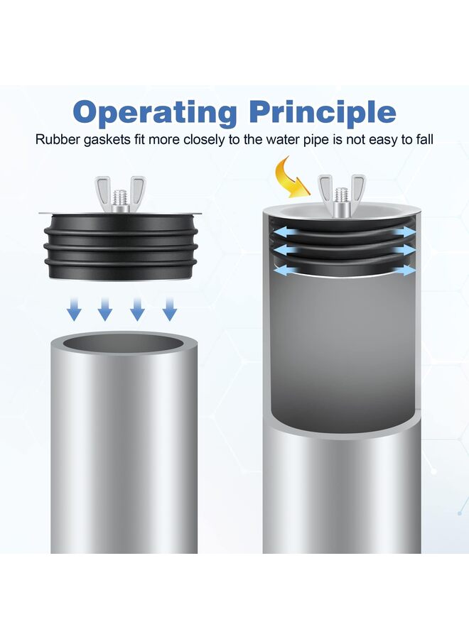 قابس اختبار ميكانيكي فولاذي، غطاء متين لتنظيف المجاري مع برغي مجلفن وصمولة جناح، مناسب لمعظم أحواض المواسير والأحواض (4 بوصات). - Image 3