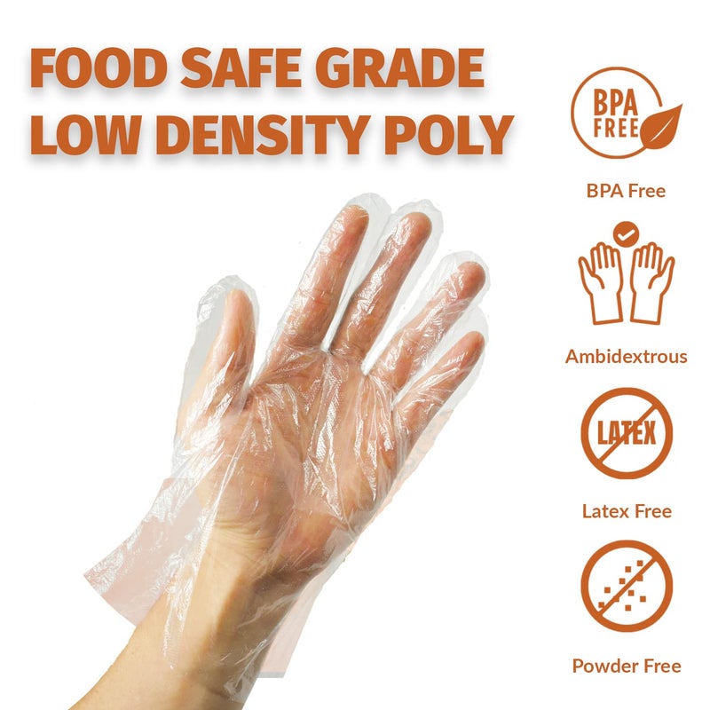 GORILLA SUPPLY 500 BPA Free Premium Disposable Gloves Poly PE LDPE Plastic for Kitchen Food Handling Food Prep Latex & Powder Free (500 Count, Medium) - Image 2
