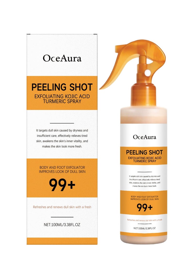  اوساورا رذاذ تقشير مقشر بحمض الكوجيك والكركم، 100 مل رذاذ تقشير للعناية بالكيراتين وحمض الكوجيك والكركم، محلول تقشير مقشر، رذاذ الكركم لتقشير البشرة، عناية لطيفة بالجسم للحصول على بشرة ناعمة، تقشير ولمعان - Image 1