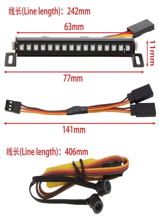 MEUS RACING TRX4M Roof Light Bar Headlights Kit with 16 Beads 8 Light Modes for MEUS TRX4M Ripper Body 1/18 RC Crawler Car Upgrade Parts.(with 2 Angel-Eye) - Image 3