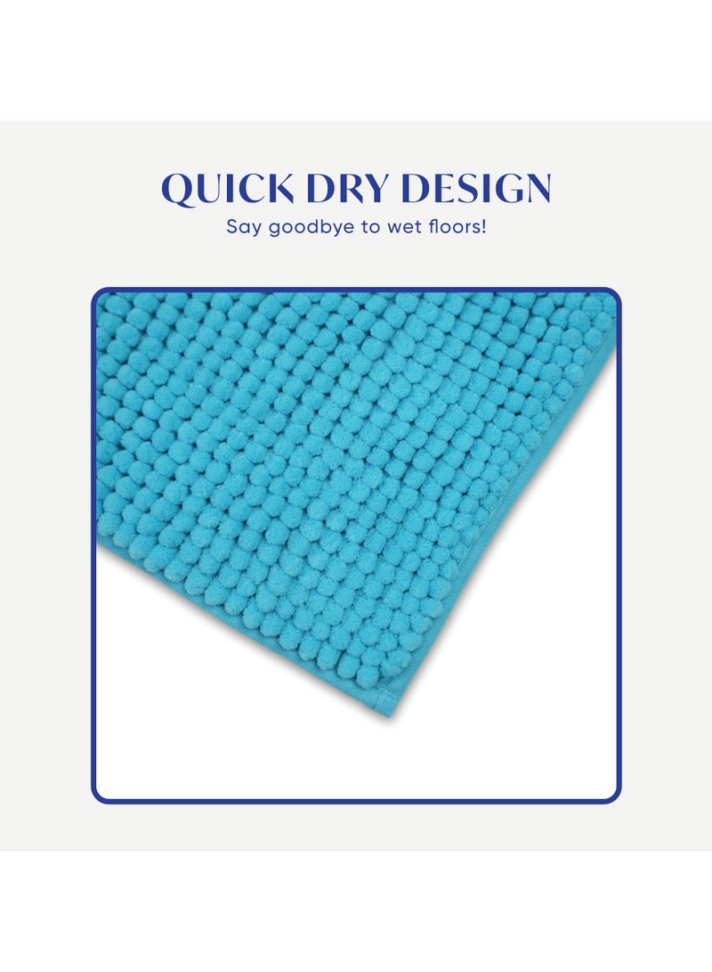 DIVEENAS Diveena's Non-Slip Bathroom Mat – 50x70cm Super Soft Microfiber Bath Mat, Quick-Dry & Machine Washable Bath Rug for Bathroom or Powder Room & Home | Blue - Image 5