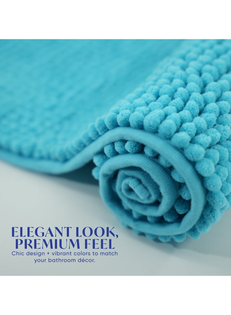 DIVEENAS Diveena's Non-Slip Bathroom Mat – 50x70cm Super Soft Microfiber Bath Mat, Quick-Dry & Machine Washable Bath Rug for Bathroom or Powder Room & Home | Blue - Image 4