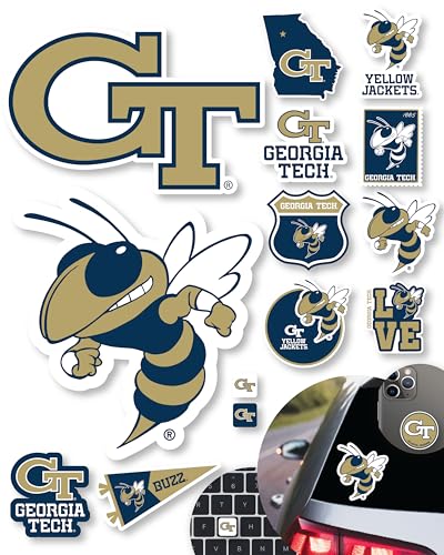 PartyKandy Georgia Tech Stickers for Gift Car Water Bottle Laptop and Phone for Football Fans and University Graduates Georgia Tech Yellow Jackets - Image 1