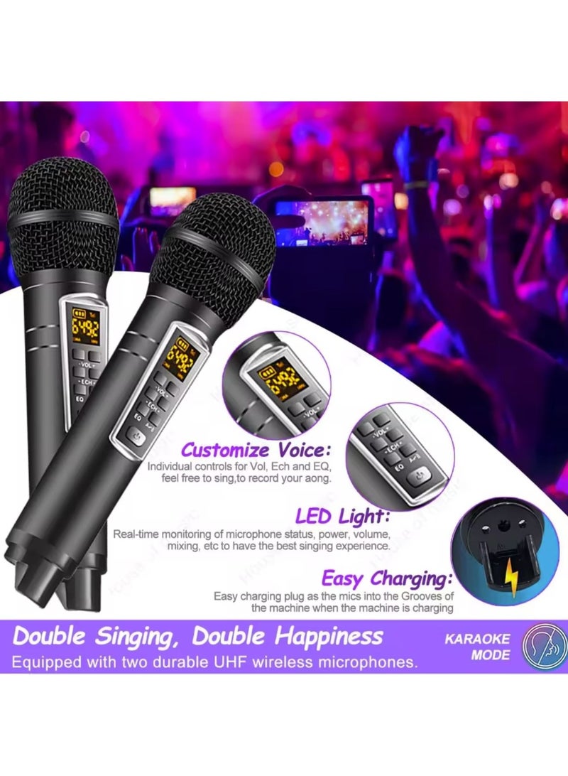 سمارت باري مكبر صوت كاريوكي بلوتوث مزود بميكروفونين - تصميم حقيبة سفر، SW01 - محمول، صوت عالي الجودة، أضواء LED، بطارية قابلة لإعادة الشحن، مثالي للحفلات والغناء والترفيه أثناء التنقل - Image 3