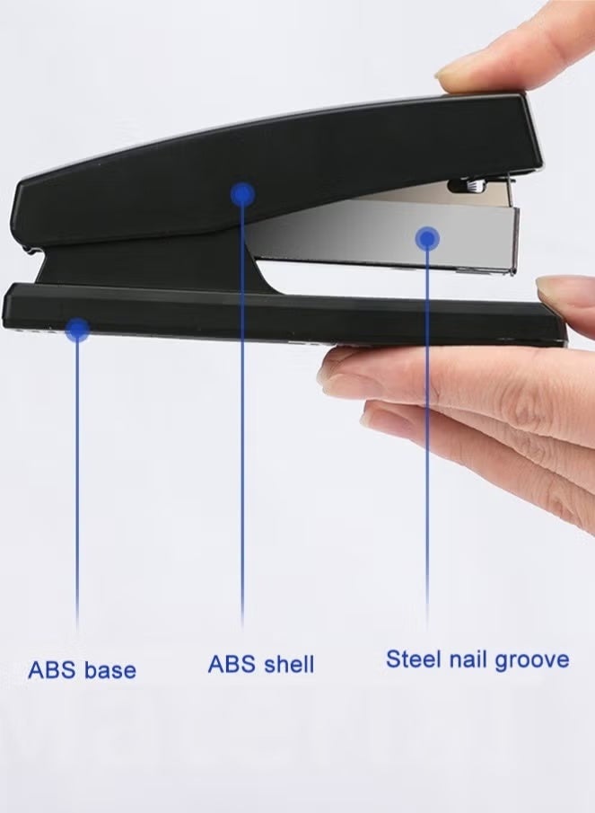 Deli Desk Stapler Set Includes Stapler, Staple Remover, Belt 640 Pieces Standard 24/6 Staples 1-25 Page Capacity Small Manual Stapler Suitable for Office School Students Three-in-One Set Black - Image 3
