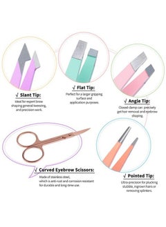 TsMADDTs Eyebrow Tweezer Set Tsmaddts 6 Pcs Tweezers Set For Women Precision Tweezer For Eyebrows With Curved Scissors For Ingrown Hair Hair Plucking Daily Beauty Tools With Leather Travel Case  - Image 4