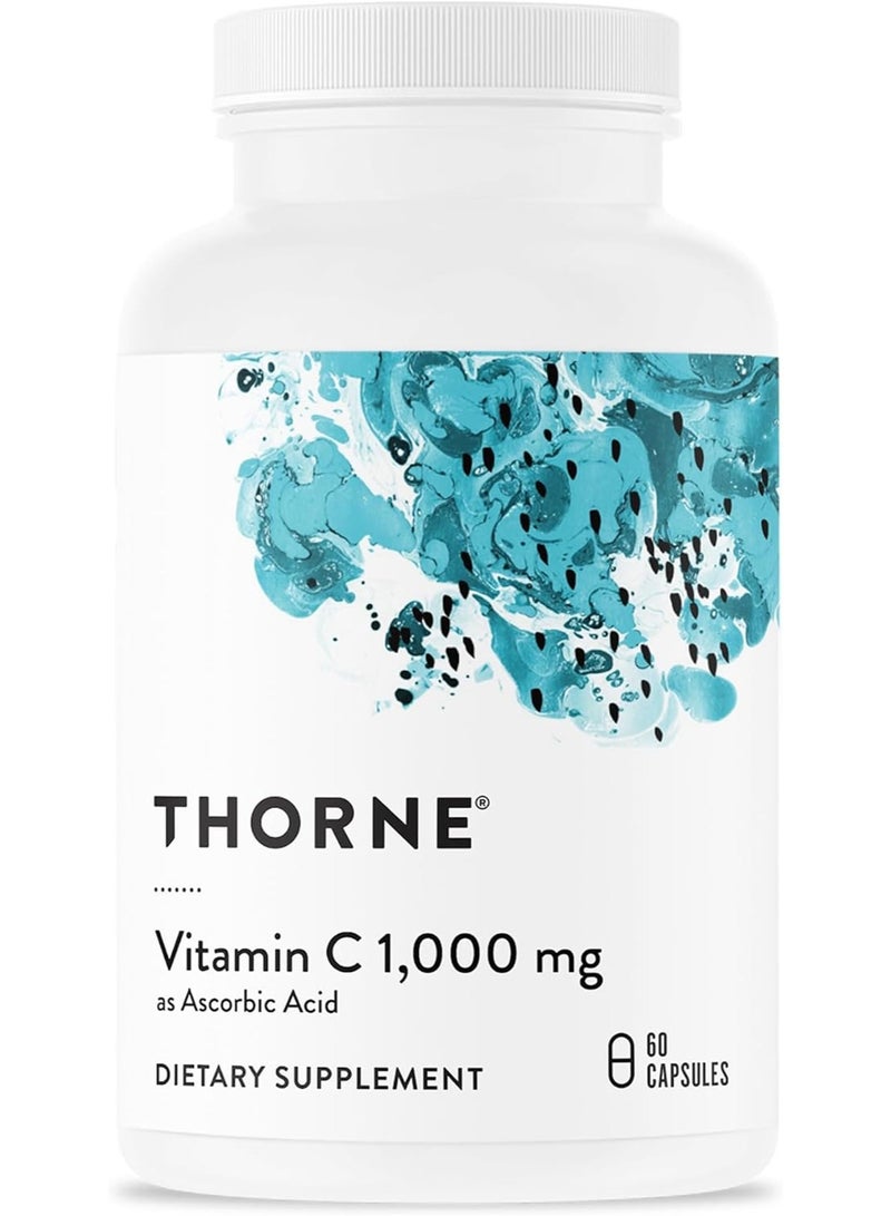 Thorne Vitamin C 1,000 mg - as Ascorbic Acid - Dietary Supplement - 60 Capsules - Image 1
