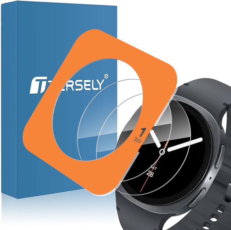 Tersely Samsung Galaxy Watch 8 44mm 2 Pack Tempered Glass Screen Protector with Alignment Frame, Full Cover, Clear - Image 3