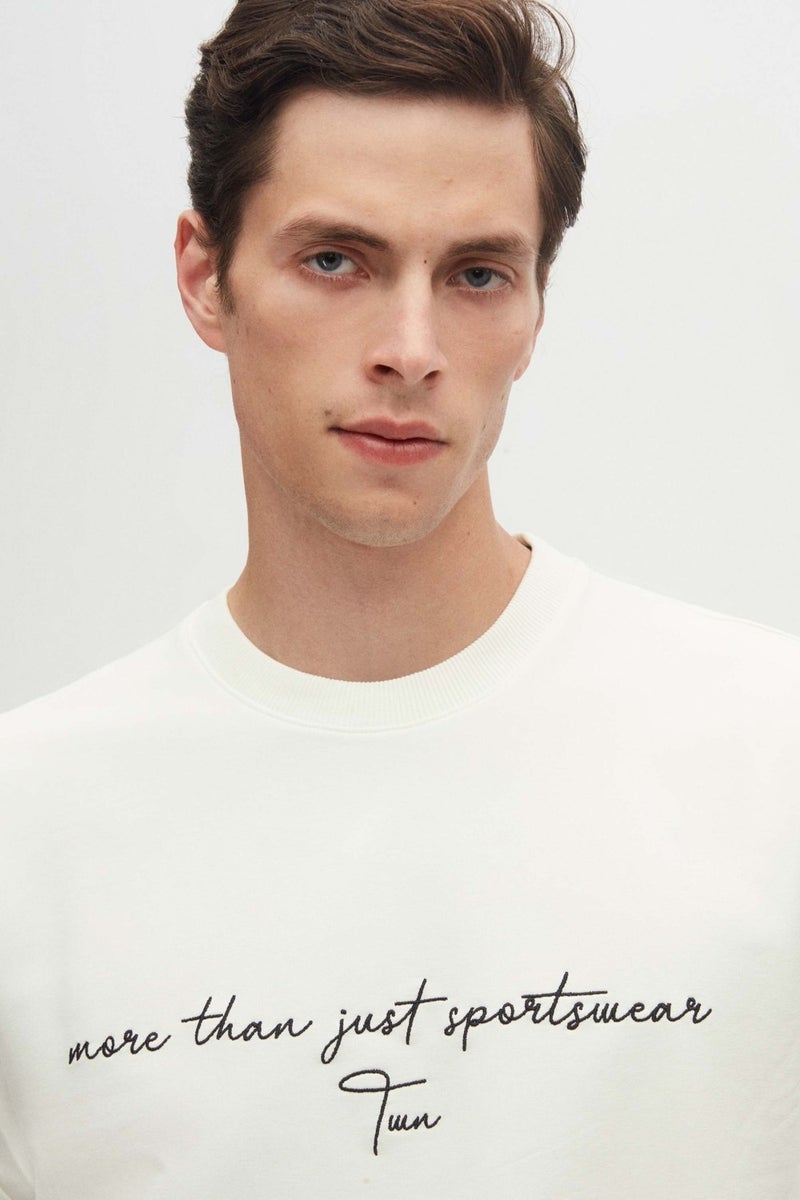 twn Relaxed Fit Ecru Embroidered Sweatshirt  - Image 2