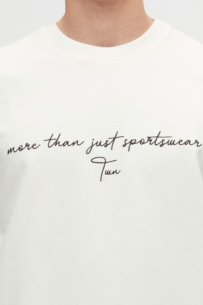 twn Relaxed Fit Ecru Embroidered Sweatshirt  - Image 3