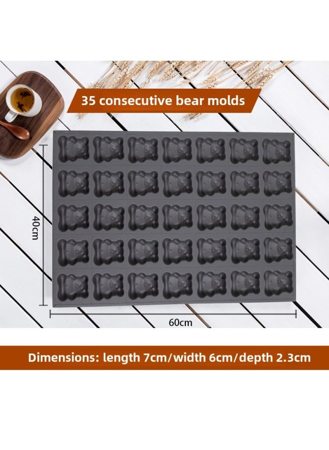 Generic - Kindergarten Non-stick Chicken Cake Mold 40*60 Animal Baking Tray Commercial Oven Anhydrous Crispy Bear Paw-Specifications:35 Consecutive Bear Molds - Image 1