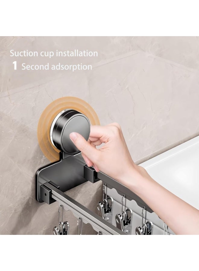 HOMESTAR Foldable Wall-Mounted Sock & Underwear Drying Rack with 14 Clips & Suction Cups - Adjustable Space-Saving Laundry Organizer for Bathroom, Balcony, Laundry Room - Image 3