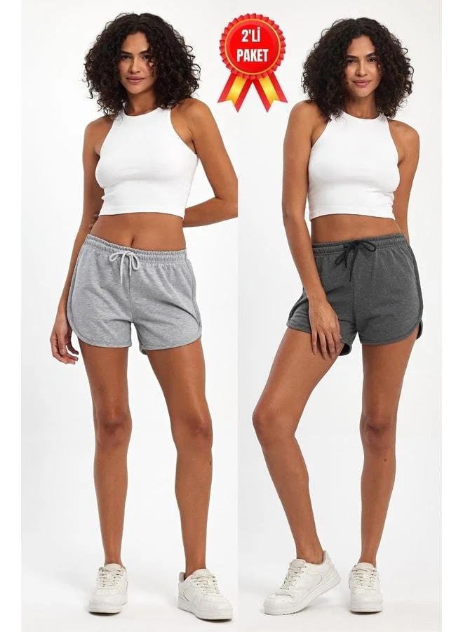 Women's Slit Jersey Regular Fit Anthracite-Gray Short Mini Casual Shorts.