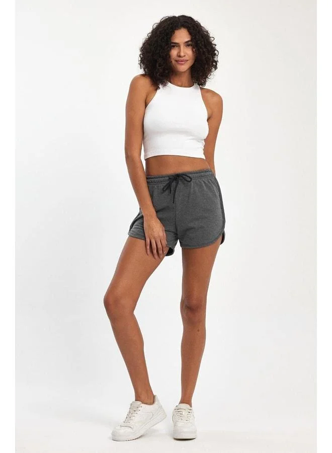Mmetalic  Women's Slit Jersey Regular Fit Anthracite-Gray Short Mini Casual Shorts. for Women | Best Price UAE