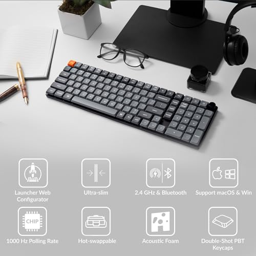 Keychron K17 Max 96 Layout QMKLauncher UltraSlim WirelessTypeC Wired Mechanical Keyboard with RGB Backlit HotSwappable LowProfile Gateron Mechanical Red Switch Compatible with Mac Windows - Image 3