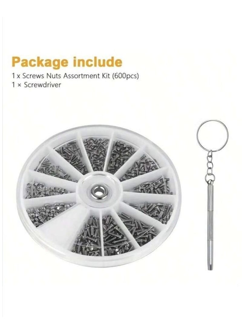 12 Kinds of Spare Parts Tools, Assorted Small Screws and Nuts for Watch Glasses, Assorted Spare Parts  - Image 2