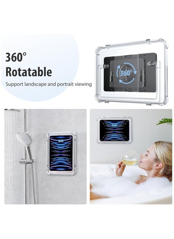 erorex - iPad Waterproof Shower Holder, iPad Stand Wall Mount with Touchable Anti-fog Screen, Up to 11", 360°Rotation Bathroom Tablet Case Mount Shelf, Fit for iPad 10/Pro 11 - Image 1