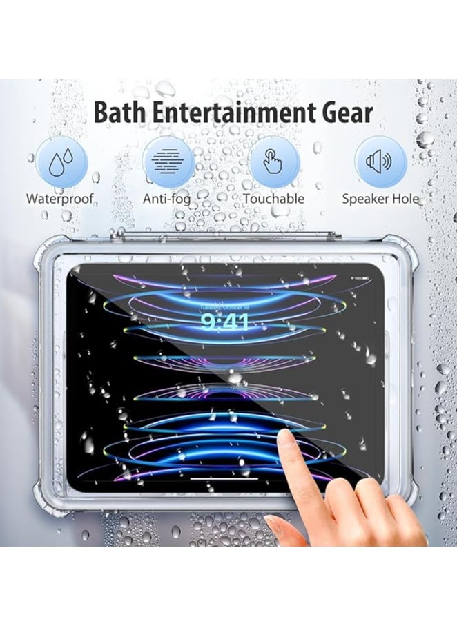 erorex - iPad Waterproof Shower Holder, iPad Stand Wall Mount with Touchable Anti-fog Screen, Up to 11", 360°Rotation Bathroom Tablet Case Mount Shelf, Fit for iPad 10/Pro 11 - Image 1