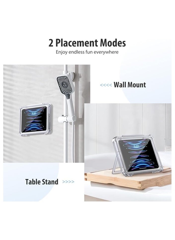 erorex - iPad Waterproof Shower Holder, iPad Stand Wall Mount with Touchable Anti-fog Screen, Up to 11", 360°Rotation Bathroom Tablet Case Mount Shelf, Fit for iPad 10/Pro 11 - Image 1