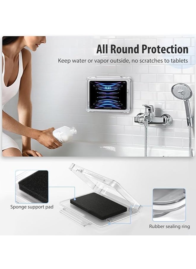 erorex - iPad Waterproof Shower Holder, iPad Stand Wall Mount with Touchable Anti-fog Screen, Up to 11", 360°Rotation Bathroom Tablet Case Mount Shelf, Fit for iPad 10/Pro 11 - Image 1