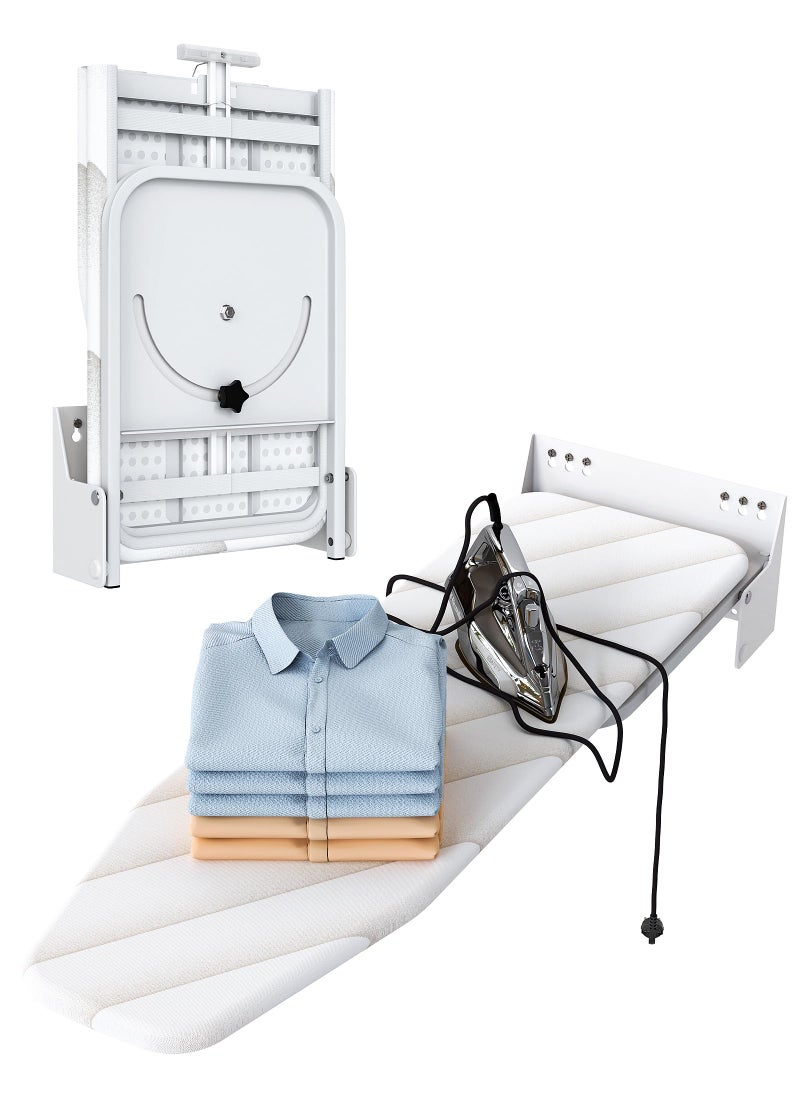 Nisorpa Nisorpa Wall Mounted Ironing Board 374 x 118 Fold Away 180 Swivel Iron Board with Heat Resistant Cover in Wall Ironing Board Space Saving for Home Laundry Room 
