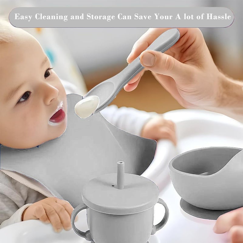 MIICASA Silicone Baby Feeding Set,Miicasa Baby Led Weaning Supplies Kit With Suction Bowl & Car Plate, Bib, Spoon, Fork, Cup - Food-Grade Silicone, Dishwasher-Safe, No BPAs - For 3+ Months - Image 5