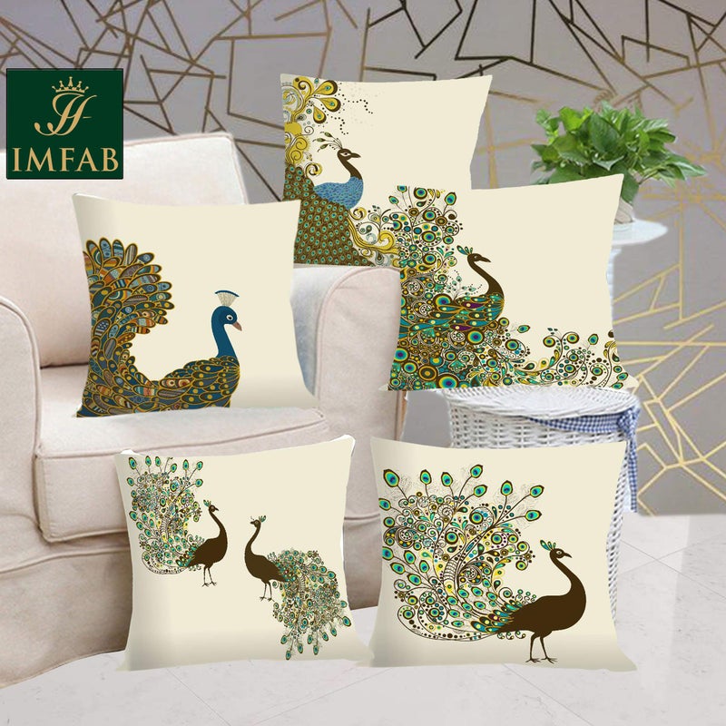 IM FAB Digital Printed Canvas Cotton Cushion Covers 16X16 inches (Set of 5 pcs) (16X16 inches, Multi Combo 1) - Image 5