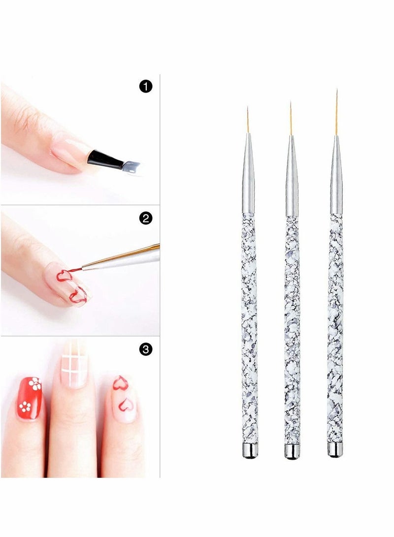 Y&D Professional Nail Art Liner, 3PCS Brush Painting Acrylic Brushes Striping for Short Strokes, Blending, Elongated Lines  - Image 4