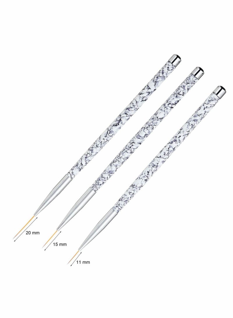 Y&D Professional Nail Art Liner, 3PCS Brush Painting Acrylic Brushes Striping for Short Strokes, Blending, Elongated Lines  - Image 3