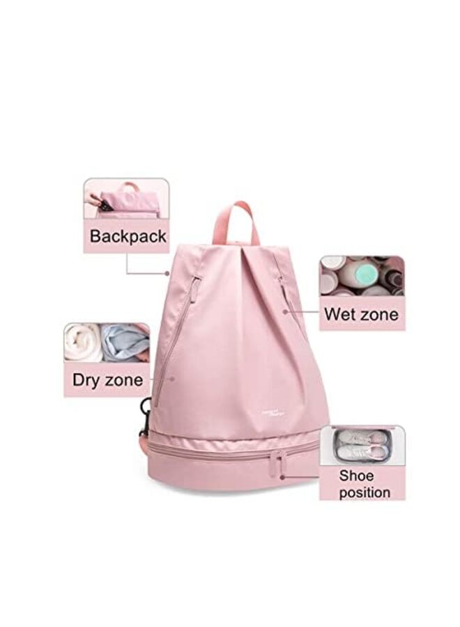 LAMAY Waterproof Swimming Bag, Pool Wet and Dry Storage Bag for Men and Women, Sports Backpack for Kids Swimming Camping Beach Bag Backpack (PINK) - Image 4