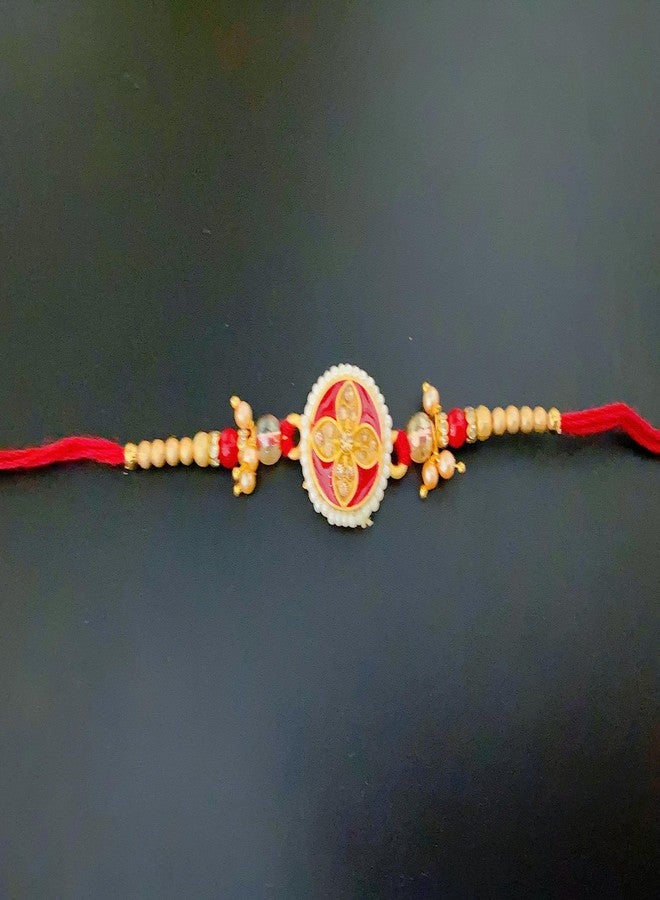Sesonby Bhai Bhabhi Rakhi With Roli Chawal Pearl Moli Thread Rakhi For Brother kids boys and girls #R167 - Image 2