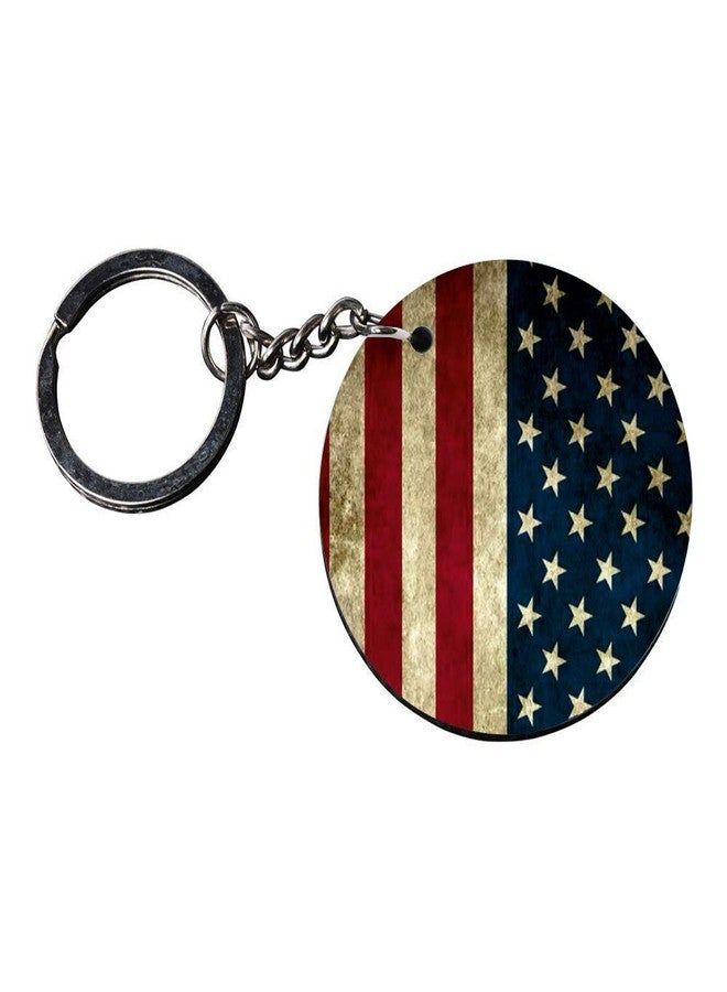 Anuman007 | american flag keychains | keychain for duke Printed Wooden Keychains | Circle Shape Set of 2 keyrings 2x2 inch - Image 3