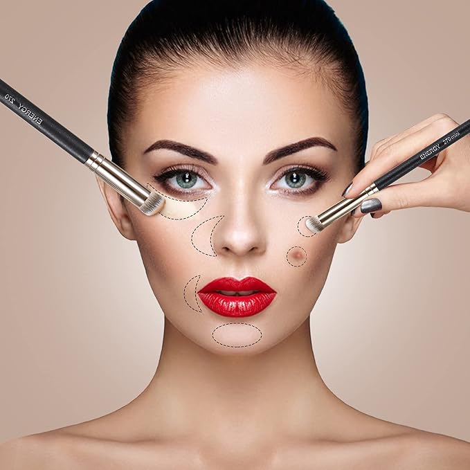 ENERGY 10in1 Pink Eye Brush Set Makeup brush Set including Eyeshadow Eyebrow Eyeliner Blending Highlighter