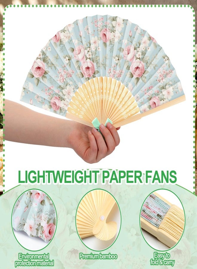 Roowest 36 Pcs Floral Folding Hand Fan Bulk Vintage Floral Tea Party Fans for Women Collapsible Fans for Wonderland Tea Party Favor Garden Baby Shower Bridal Wedding Bachelorette Supplies - Image 3