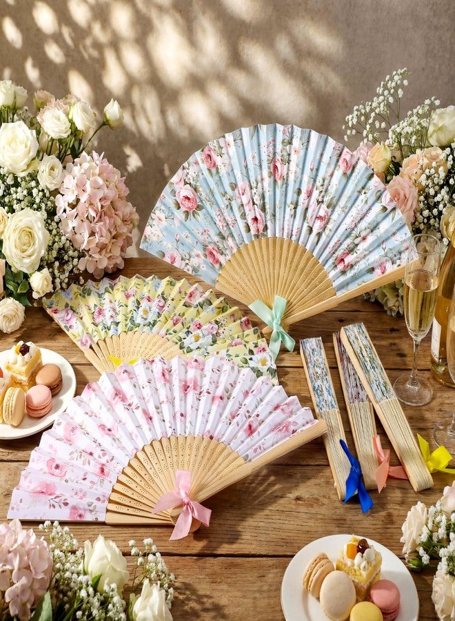 Roowest 36 Pcs Floral Folding Hand Fan Bulk Vintage Floral Tea Party Fans for Women Collapsible Fans for Wonderland Tea Party Favor Garden Baby Shower Bridal Wedding Bachelorette Supplies - Image 5