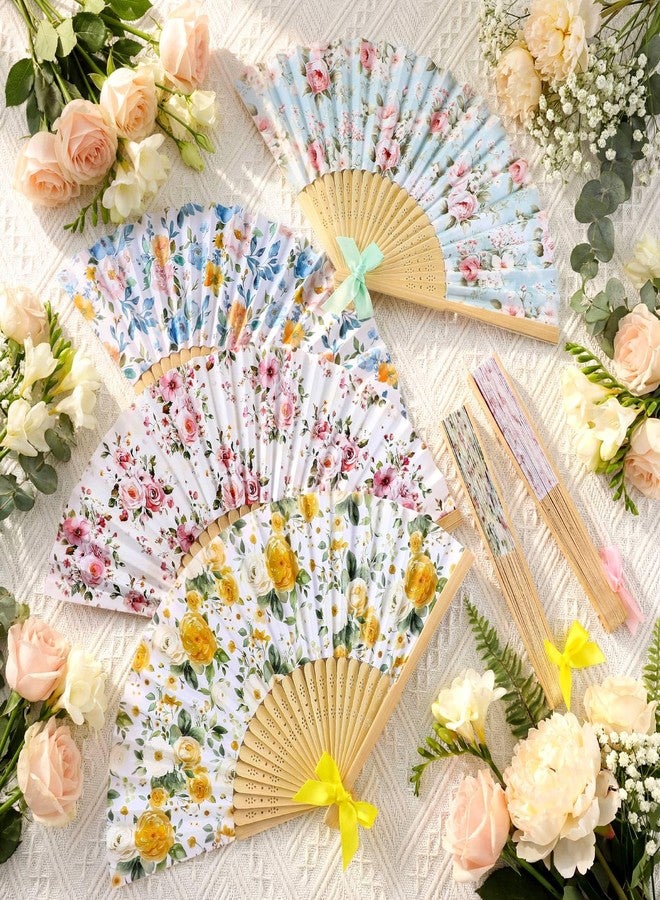 Roowest 36 Pcs Floral Folding Hand Fan Bulk Vintage Floral Tea Party Fans for Women Collapsible Fans for Wonderland Tea Party Favor Garden Baby Shower Bridal Wedding Bachelorette Supplies - Image 4